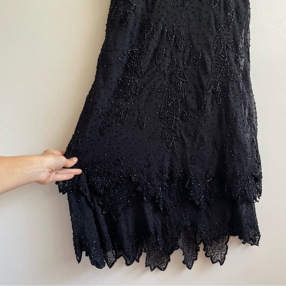 Vintage beaded whimsigoth dress asymmetric tiered fairy dark grunge witchy goth - Picture 5 of 16